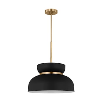 Image for Generation Lighting Pemberton 1-Light Midnight Black/Burnish Brass Shade Pendant from HD Supply