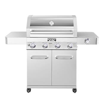 Monument Grills 4-Burner Propane Grill Stainless Clear View Lid LED Controls