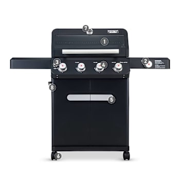 Monument Grills Mesa 4-Burner Propane Grill Black Clear View Lid LED Controls