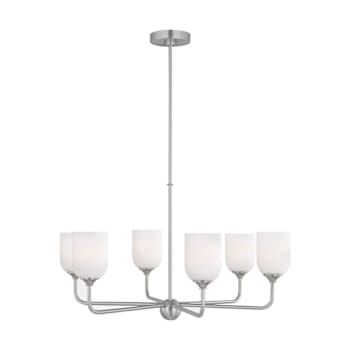 Image for Generation Lighting Emile 30 In. 6-Light Brushed Steel Chandelier, Etched Glass from HD Supply