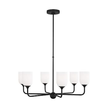 Image for Generation Lighting Emile 30 In. 6-Light Midnight Black Chandelier, Etched Glass from HD Supply