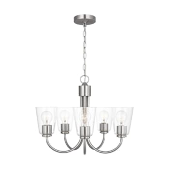Generation Lighting Miles 5-Light Brushed Nickel Chandelier, Clear Glass