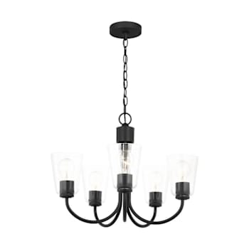 Image for Generation Lighting Miles 5-Light Midnight Black Chandelier, Clear Glass from HD Supply