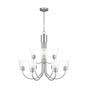 Image for Generation Lighting Miles 9-Light Brushed Nickel Chandelier, Clear Glass from HD Supply