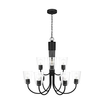 Image for Generation Lighting Miles 9-Light Midnight Black Chandelier, Clear Glass from HD Supply