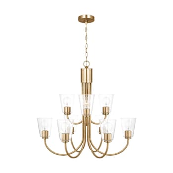 Image for Generation Lighting Miles 9-Light Satin Brass Chandelier, Clear Glass from HD Supply