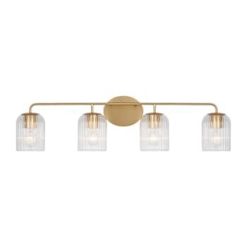 Image for Generation Lighting Eisele 33.75" 4-Light Satin Brass Vanity Light, Clear Ribbed from HD Supply