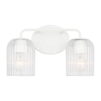 Image for Generation Lighting Eisele 14" 2-Light Matte White Vanity Light, Clear Ribbed from HD Supply
