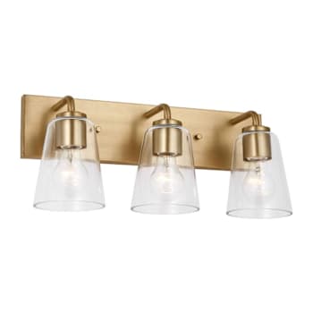 Image for Generation Lighting Miles 18" 3-Light Satin Brass Vanity Light, Clear Glass from HD Supply