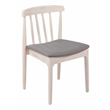 Flash Furniture Chester Solid Wood White Dining Chair Curved Backrest/Vinyl Seat