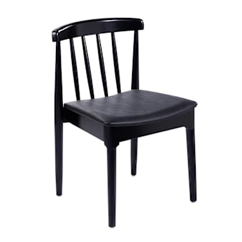 Flash Furniture Chester Wood Blk Dining Chair Curved Spindle Backrest/Vinyl Seat