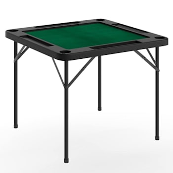 Flash Furniture Silas 34.5" Sq. 4-Player Black Folding Game Table W/Cup Holders
