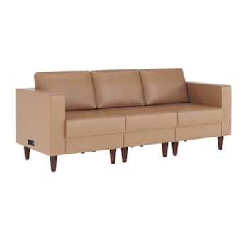 Flash Furniture Hercules Cognac Sofa W/4 Ac/2 Usb/2 Usb-C Ports Solid Wood Legs