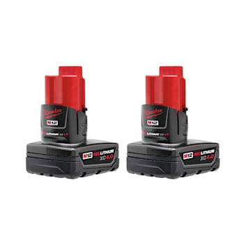 Milwaukee M12 12v Lithium-Ion Xc Extended Capacity 4.0 Ah Battery, Pack Of 2