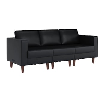 Flash Furniture Hercules Artemis Black Sofa W/ 4 Ac Outlets/2 Usb/2 Usb-C Ports
