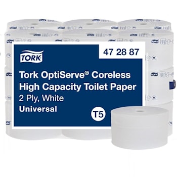 Tork Optiserve Coreless T5 Toilet Paper Universal 2-Ply White Case Of 18