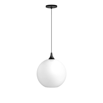 Image for Liteco 12" Pendant Fixture, E26 Socket, 5' Cord, Black With Acrylic White Globe from HD Supply