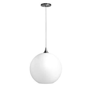 Liteco 14" Pendant Fixture, E26 Socket, 5' Cord, Brushed Nickel With White Globe
