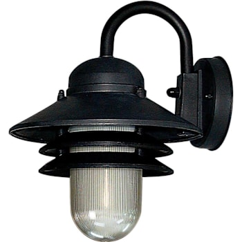 Image for Liteco Outdoor Wall Mount Fixture, E26, Black Housing With Clear Prismatic Lens from HD Supply
