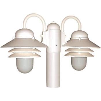 Image for Liteco Double Post Top Fixture, E26 Sockets, White With Clear White Lens from HD Supply