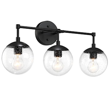 Image for Design House Gracelyn 3-Light Vanity, Seeded Glass Globe, Matte Black from HD Supply