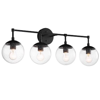 Image for Design House Gracelyn 4-Light Vanity, Seeded Glass Globe, Matte Black from HD Supply