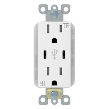 Image for Energetic Lighting 15 Amp Duplex Outlet With Type C Charger, White from HD Supply