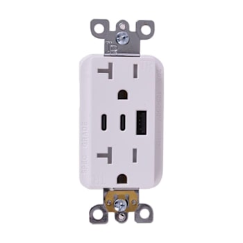 Image for Energetic Lighting 20 Amp Duplex Outlet With Usb-A, Usb-C Charger, White from HD Supply