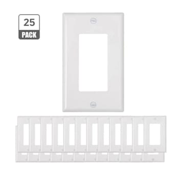 Energetic Lighting Decora Wall Plate, 1-Gang, White, Package Of 25