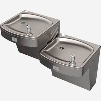 Murdock Wall Mounted ADA Bi-Level Water Cooler 8 Gph Refrigeration Ss Finish