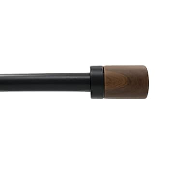 Image for Lumi Home Furnishings 3/4" Curtain Rod, 36"-66", Matte Black, Maple Wood Finials from HD Supply