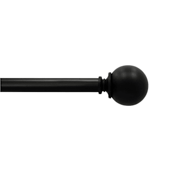 Lumi Home Furnishings 3/4" Curtain Rod, 36"-66", Matte Black, Matte Black Finial