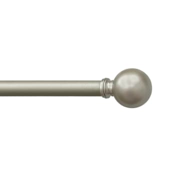 Lumi Home Furnishings 5/8" Curtain Rod Set, 48"-84", Silver, Silver Spheres