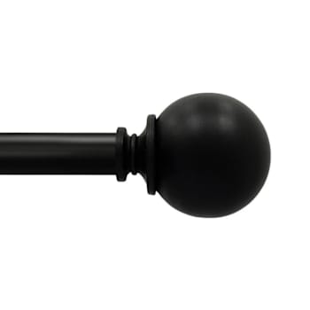 Lumi Home Furnishings 3/4" Curtain Rod, 66"-120" Matte Black, Matte Black Finial