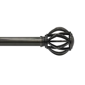 Lumi Home Furnishings 1" Curtain Rod Set, 36"-72", Gunmetal, Cage Finials