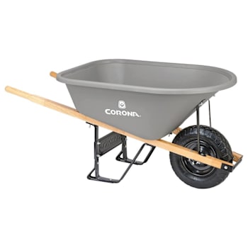 Corona Tools 6 Cu. Ft. Poly Wheelbarrow Wood Handles Pneumatic Tire