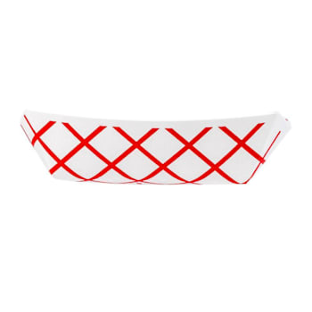 Bunzl J25 Food Tray 1/4-Lb Red Checkpaper Clay Coated #25 Case Of 1000