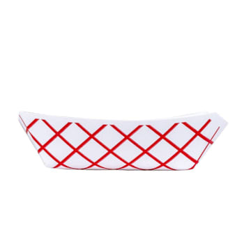 Bunzl J50 Food Tray 1/2-Lb Red Checkpaper Clay Coated #50 Case Of 1000