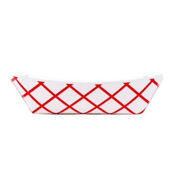 Bunzl J100 Food Tray 1-Lb Red Checkpaper Clay Coated #100 Case Of 1000