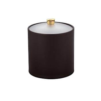Erwyn Arc 3qt Ice Bucket Chocolate Brown W/ Acrylic Cover & Gold Knob Case Of 6