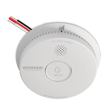 USI Electric Smoke And Fire Alarm, Hardwired With 9V Battery Backup