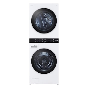 27" Washtower, 4.5 Cu.ft. Washer, 7.4 Cu.ft. Gas Dryer, Center Control, Turbowash360, Turbosteam, White