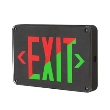 Halco Emergence Exit Sign, Red/Green Legend, Single/Double Face, Black Housing