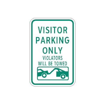 Hy-Ko Vistor Parking Violation Sign 18 X 12" Reflective