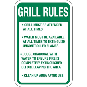 Hy-Ko Grill Rules Sign 18 X 12" Reflective