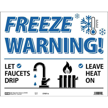 Image for Hy-Ko Brands Freeze Warning 19 X 24" Reflective Sign Package Of 5 from HD Supply