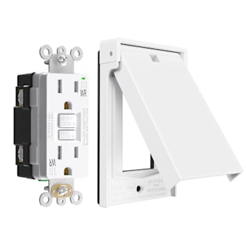 Elegrp 15 Amp Gfci With Vertical Outdoor Cover, Matte White, Package Of 4