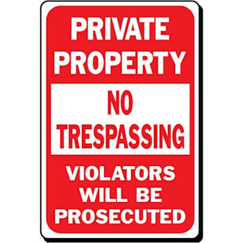 Hy-Ko Private Property No Trespassing Sign 12x18" Non-Reflective Aluminum