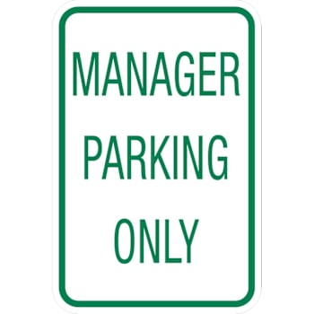 Hy-Ko Manager Parking Only Sign 12x18" Non-Reflective Aluminum