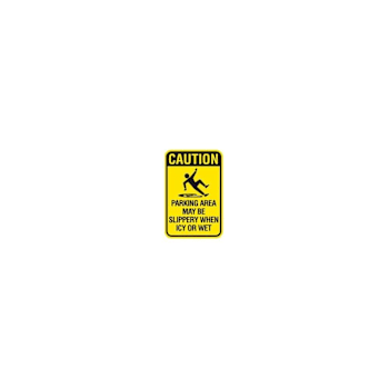 Hy-Ko Caution Parking Lot Slippery Sign 12x18" Reflective Aluminum